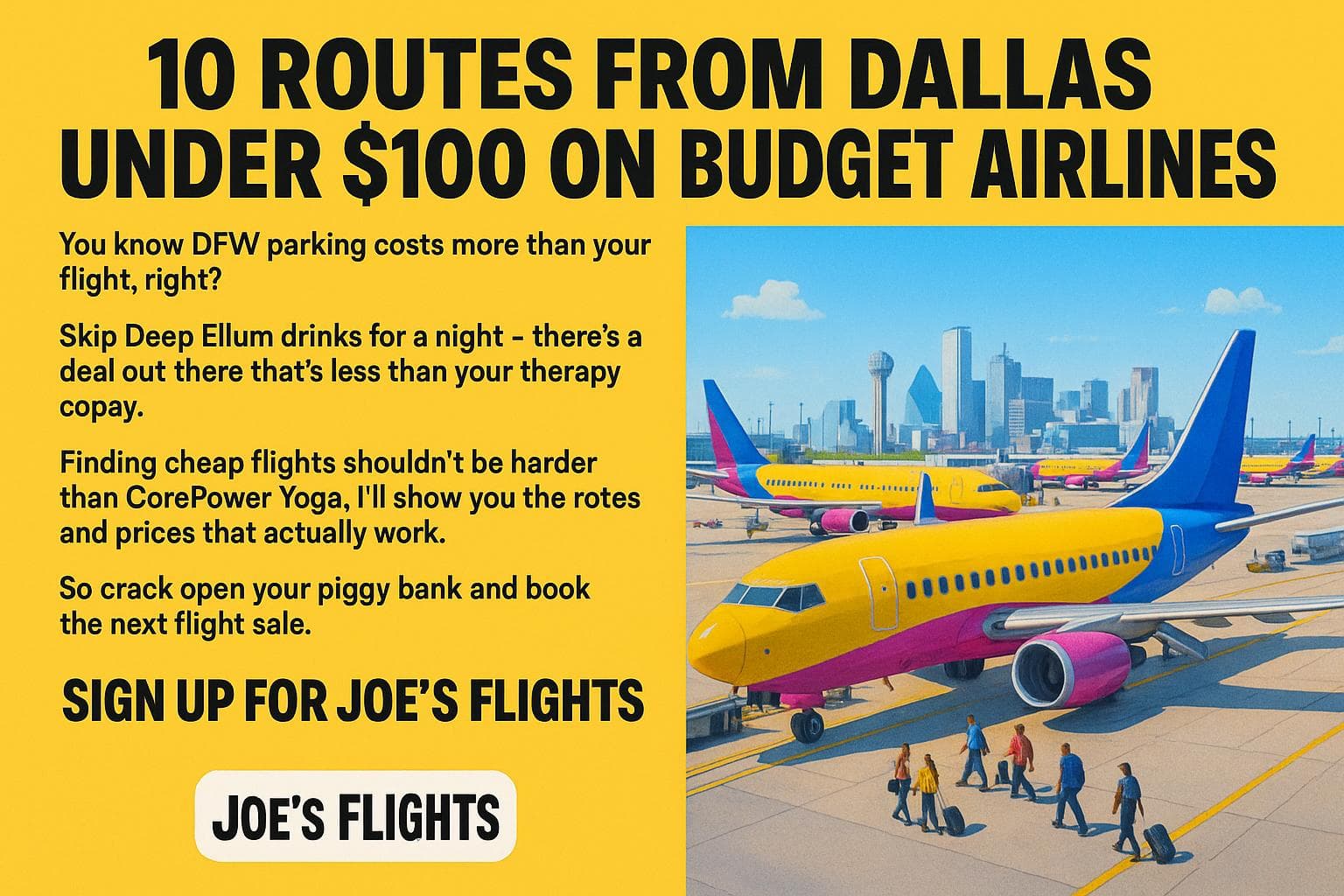 10 Routes from Dallas Under $100 on Budget Airlines — cover